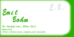 emil bohm business card